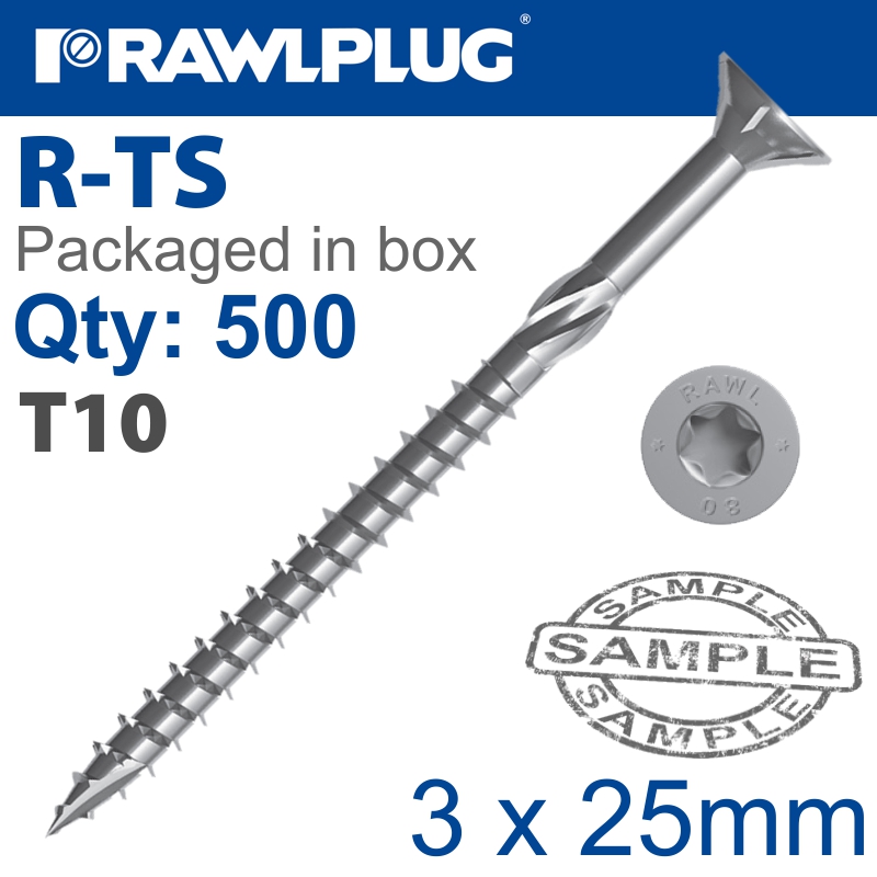 TORX T10 CHIPBOARD SCREW 3.0X25MM X500-BOX TORX T10 CHIPBOARD SCREW 3.0X25MM X500-BOX