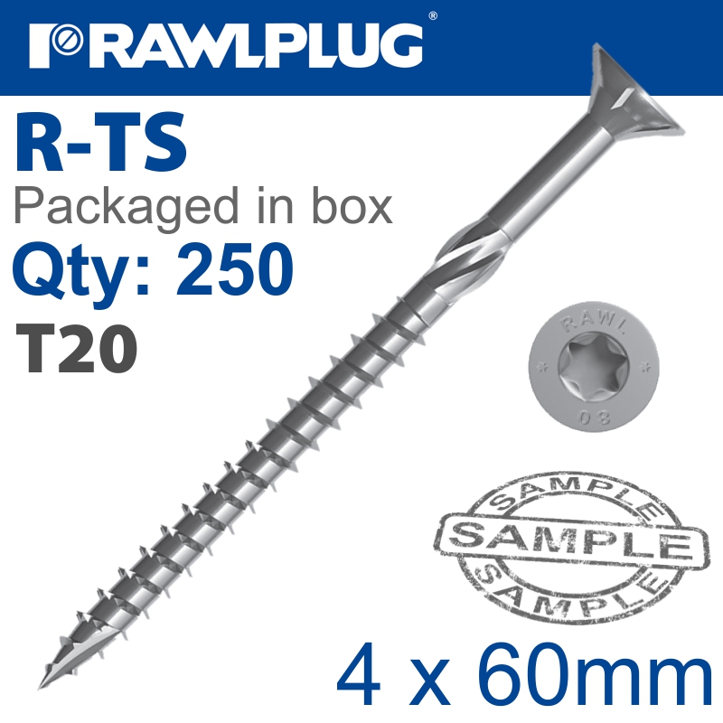 TORX T20 CHIPBOARD SCREW 4.0X60MM X250-BOX TORX T20 CHIPBOARD SCREW 4.0X60MM X250-BOX