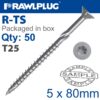 TORX T25 CHIPBOARD SCREW 5.0X80MM X50-BOX