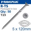 TORX T25 CHIPBOARD SCREW 5.0X120MM X50-BOX