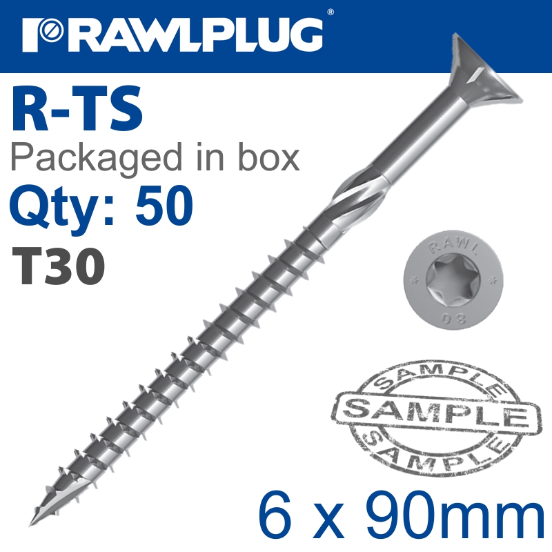 TORX T30 CHIPBOARD SCREW 6.0X90MM X50-BOX TORX T30 CHIPBOARD SCREW 6.0X90MM X50-BOX