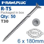 TORX T30 CHIPBOARD SCREW 6.0X180MM X50-BOX