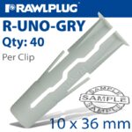 UNIVERSAL PLUG GREY 10MM X 36MM X40-CLIP