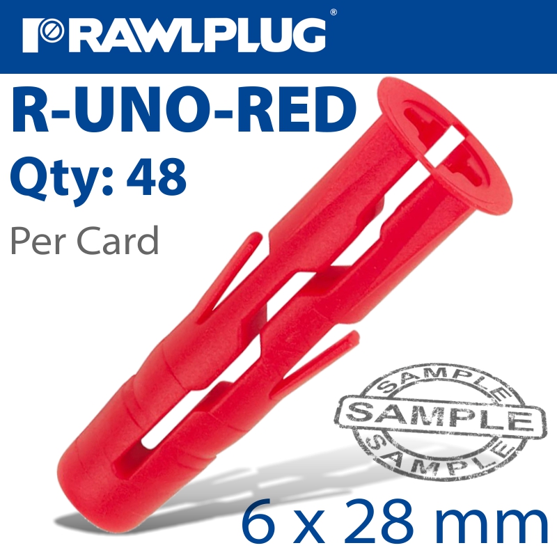 UNIVERSAL PLUG RED 6MM X 28MM X48-CLIP UNIVERSAL PLUG RED 6MM X 28MM X48-CLIP