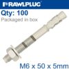 THROUGHBOLT M6X50X5MM X100 -BOX