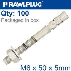 THROUGHBOLT M6X50X5MM X100 -BOX