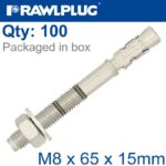 THROUGHBOLT M8X65X15MM X100 -BOX