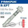 THROUGHBOLT 8X80MM BOX OF 100
