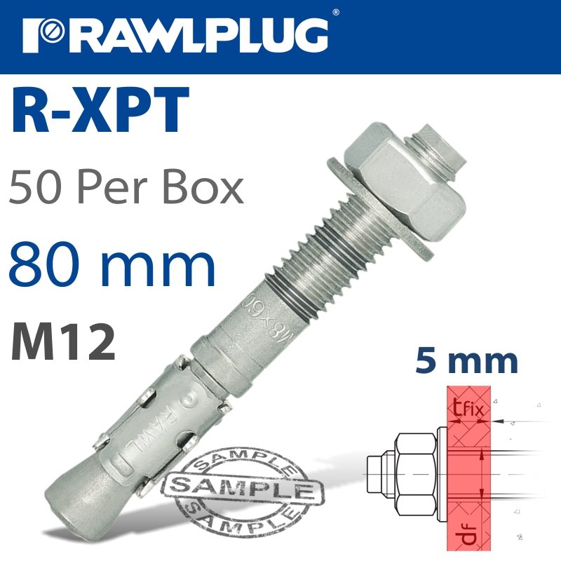 THROUGHBOLT M12X80X5MM X50 -BOX THROUGHBOLT M12X80X5MM X50 -BOX