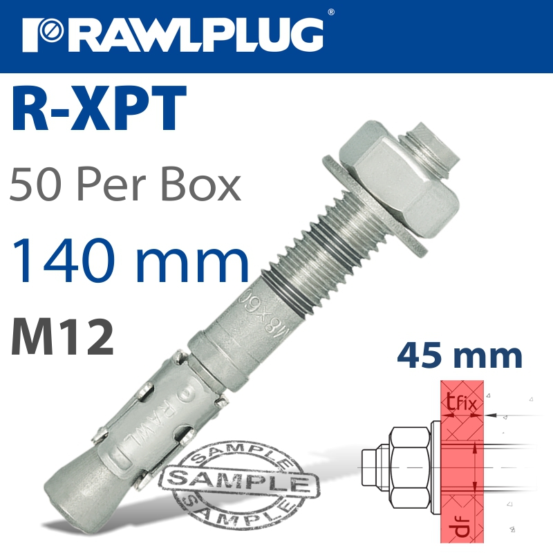 THROUGHBOLT M12X140X45MM X50 -BOX THROUGHBOLT M12X140X45MM X50 -BOX