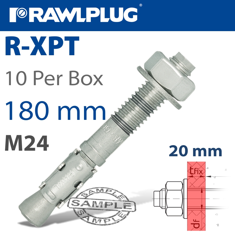 THROUGHBOLT M24X180X20MM X10 -BOX THROUGHBOLT M24X180X20MM X10 -BOX