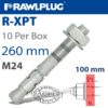 THROUGHBOLT M24X260X100MM X10 -BOX