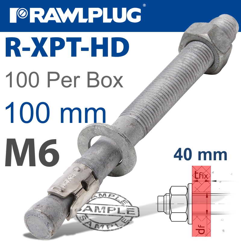 R-XPT HOT DIP GALVANIZED THROUGHBOLTS M6X100MM X100 PER BOX R-XPT HOT DIP GALVANIZED THROUGHBOLTS M6X100MM X100 PER BOX