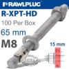 R-XPT HOT DIP GALVANIZED THROUGHBOLTS M8X65MM X100 PER BOX
