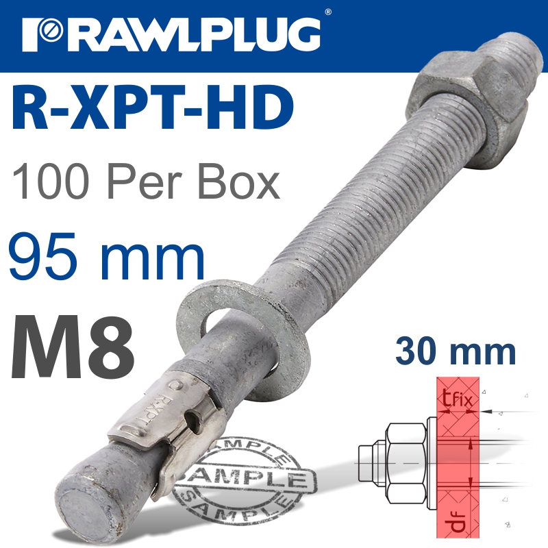 R-XPT HOT DIP GALVANIZED THROUGHBOLTS M8X95MM X100 PER BOX R-XPT HOT DIP GALVANIZED THROUGHBOLTS M8X95MM X100 PER BOX