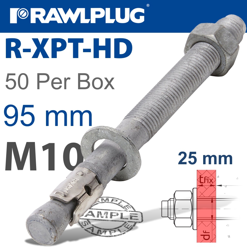 R-XPT HOT DIP GALVANIZED THROUGHBOLTS M10X95MM X50 PER BOX R-XPT HOT DIP GALVANIZED THROUGHBOLTS M10X95MM X50 PER BOX