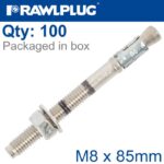 THROUGHBOLT M8x85MM A4 STAINLESS STEEL X100-BOX