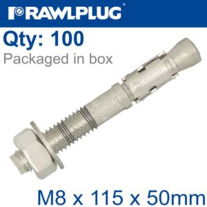 THROUGBOLT SS M8X115X50MM X100 -BOX