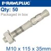 THROUGBOLT SS M10X115X35MM X50 -BOX
