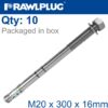 THROUGBOLT SS M20X300X16MM X10 -BOX