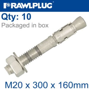 THROUGBOLT SS M20X300X160MM X10 -BOX