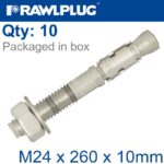 THROUGBOLT SS M24X260X10MM X10 -BOX