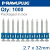 PLASTIC COLLATED PINS FOR CONCRETE 2.7MMX32MM X1000 PER STRIP