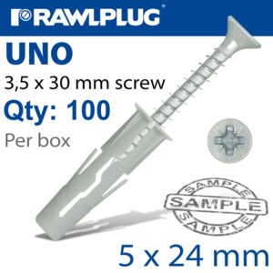 UNIVERSAL PLUG 5MM X 24MM + SCREW 30MM X100-BOX