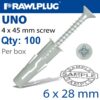 UNIVERSAL PLUG 6MM X 28MM + SCREW 45MM X100-BOX