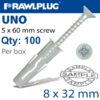 UNIVERSAL PLUG 8X32MM + SCREW 60MM X100-BOX