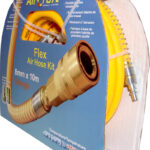 FLEX AIR HOSE KIT 8MM X 10M ORANGE  W/QUICK COUPLER & CONNECTOR YOHKON