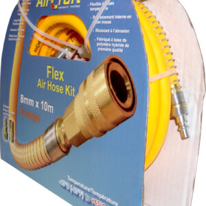 FLEX AIR HOSE KIT 8MM X 10M ORANGE  W/QUICK COUPLER & CONNECTOR YOHKON