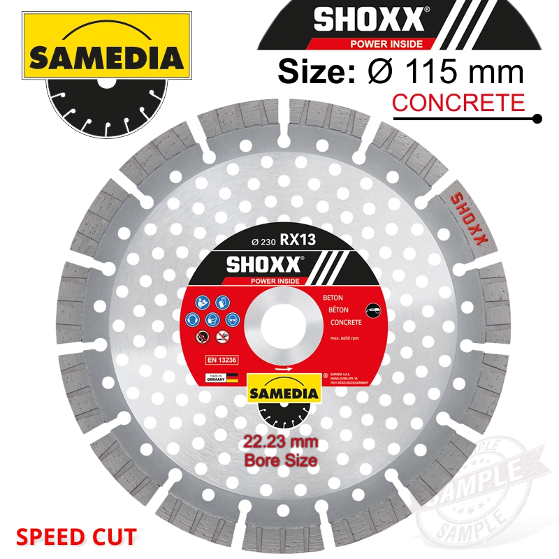 DIAMOND BLADE 115MM SEGMENTED IND REINF. CONCRETE SPEED CUT SHOXX RX13 DIAMOND BLADE 115MM SEGMENTED IND REINF. CONCRETE SPEED CUT SHOXX RX13