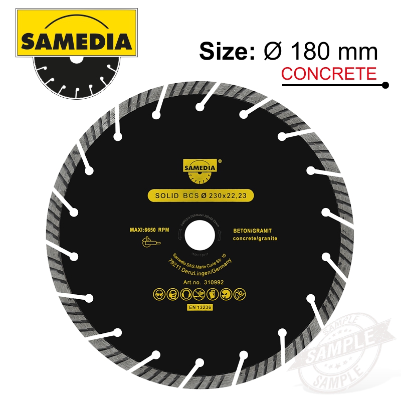 DIAMOND BLADE 180 X 22.23 5MM TURBO SEGM. IND MASONRY BRICKWORK SOLID DIAMOND BLADE 180 X 22.23 5MM TURBO SEGM. IND MASONRY BRICKWORK SOLID