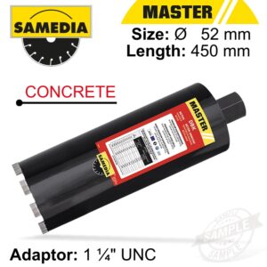 DIAMOND CORE BIT 52MM X 450MM X 1 1/4' CONCRETE MASTER DBK