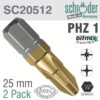 PHZ BIT NO1X25MM PZ/PH TIN 2CD