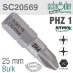 PHZ NO.1 X 25MM POZI/PHILLIPS INSERT BIT CLASSIC