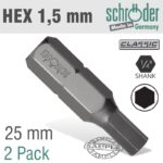 HEX/ALLEN INS.BIT 1.5MM 2/PACK