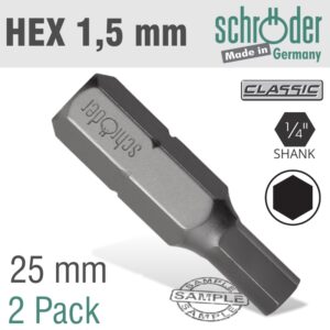 HEX/ALLEN INS.BIT 1.5MM 2/PACK