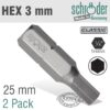 HEX/ALLEN INS.BIT 3MM 2/PACK