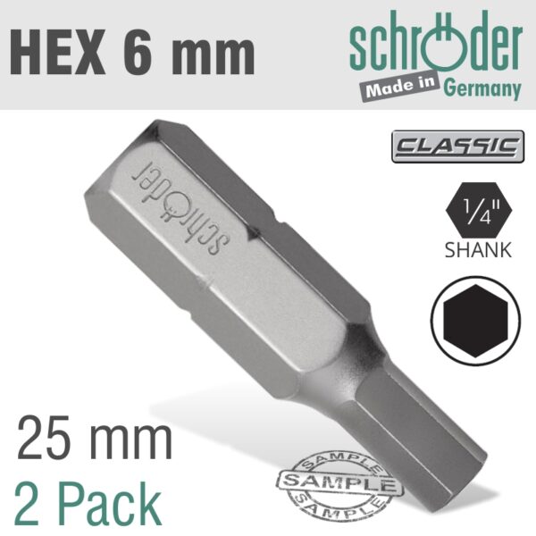 HEX/ALLEN INS.BIT 6MM 2/PACK - Fallons