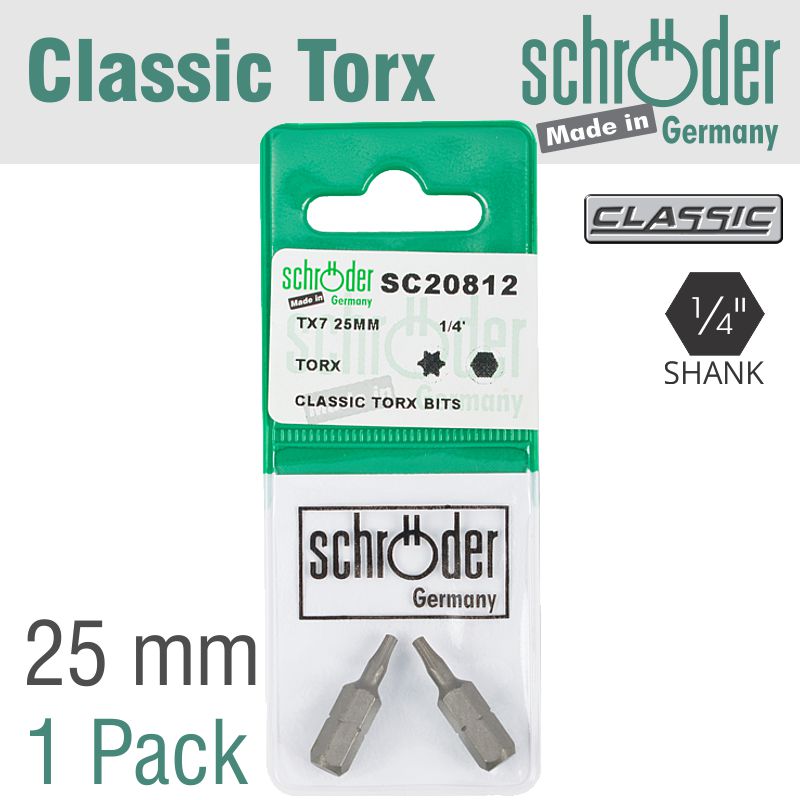 TORX TX7 CLASSIC BIT 25MM 2CD TORX TX7 CLASSIC BIT 25MM 2CD