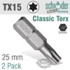 TORX TX15 CLASSIC BIT 25MM 2CD