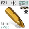 POZI 1 X 25MM INSERT BIT TIN COATED 2 PACK