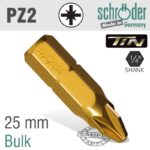 POZI NO 2X25MM INSERT BIT TITAINIUM COATED