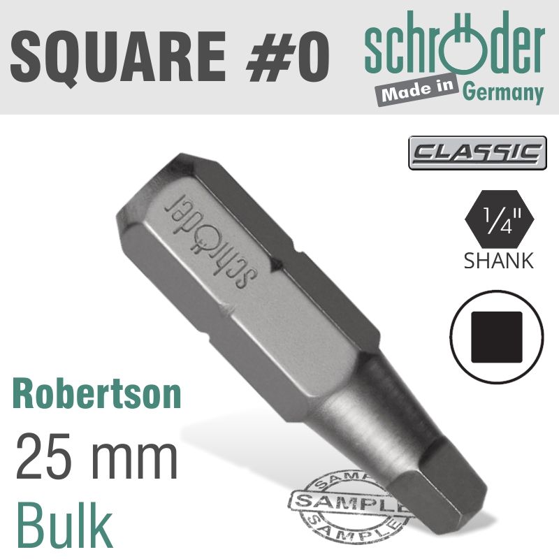 SQUARE RECESS NO.0 INSERT BIT SQUARE RECESS NO.0 INSERT BIT