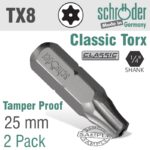 TORX T8 TAMPER RES.INS.BIT 2CD