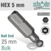 BALL END 5MM INSERT BIT 25MM BULK