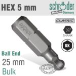 BALL END 5MM INSERT BIT 25MM BULK