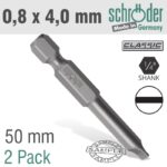 SLOTTED BIT 0.8X4MM 50MM 2CD